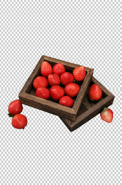 木盒草莓水果食品物品PNG摄影图片 素材13